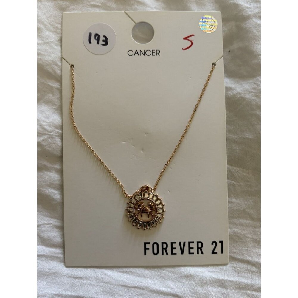 Forever 21 Cubic Zirconia Cancer Necklace Gold Color